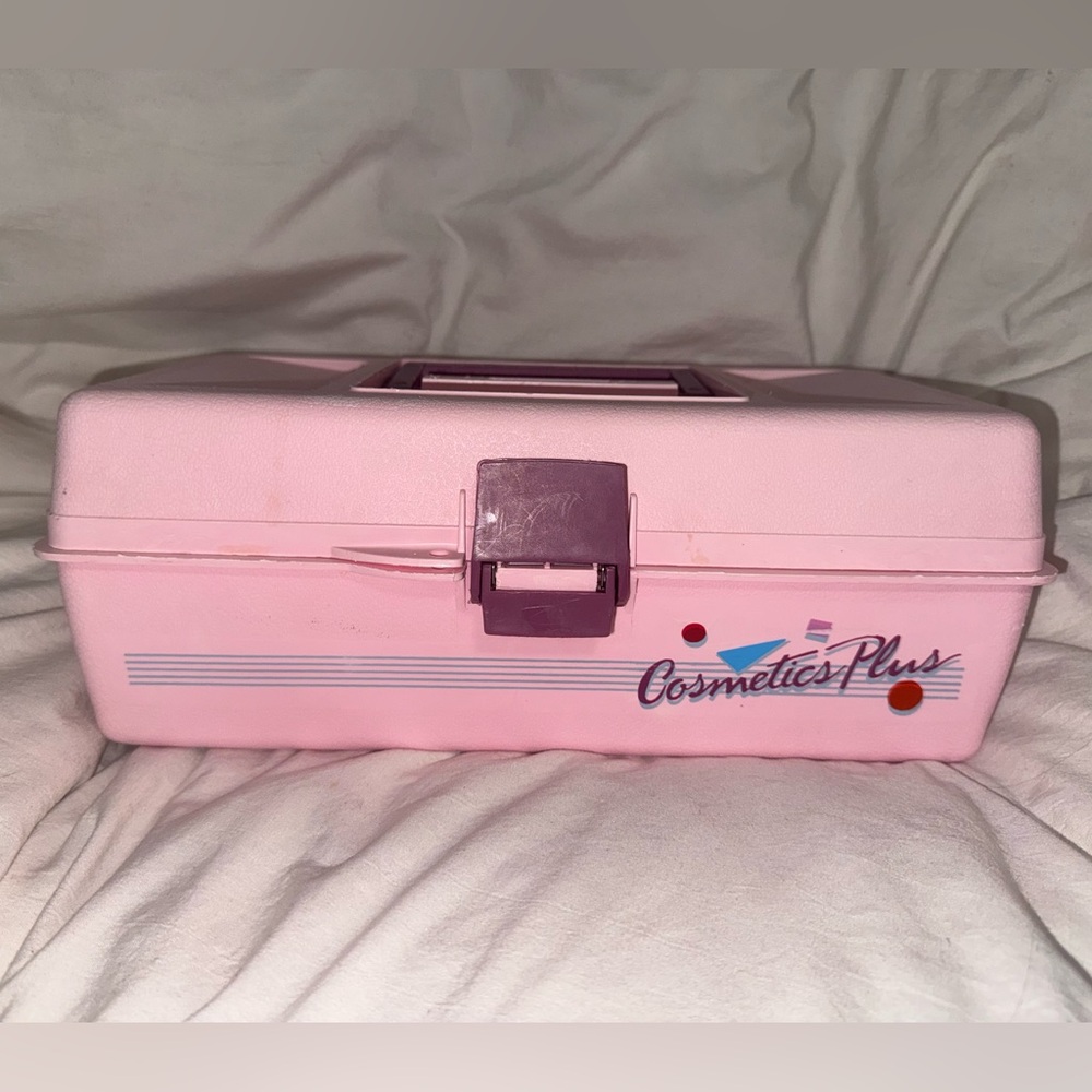 1980s Large Pink Cosmetics Plus Makeup Case (Like Caboodles)